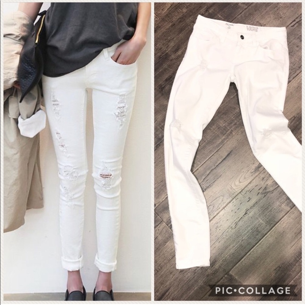 Vans white distressed skinny jeans
